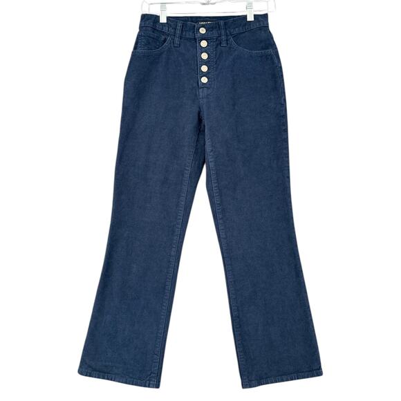 Lucky Brand Bridgette Navy‎ Corduroy Button Fly High Rise Jeans Size 2/26 - Picture 1 of 9